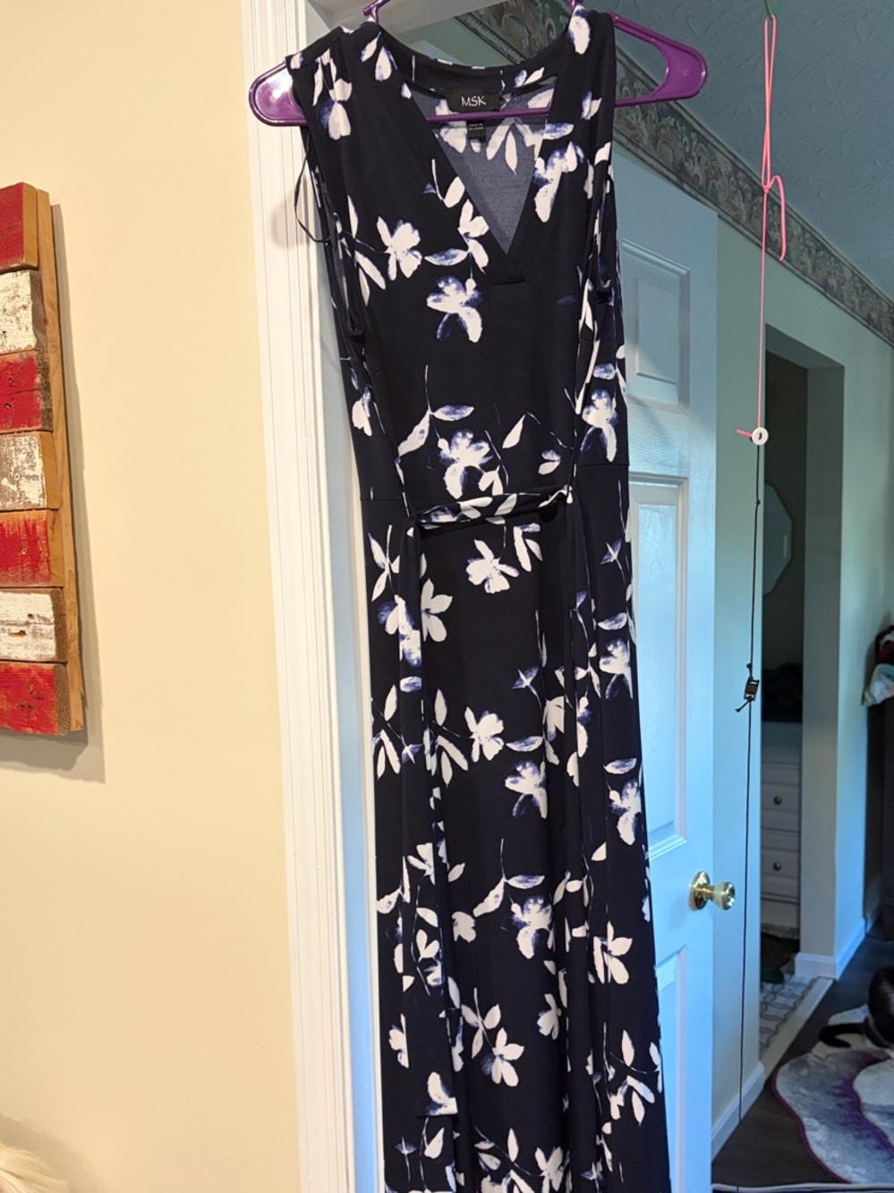 MSK Navy and White Floral Dress